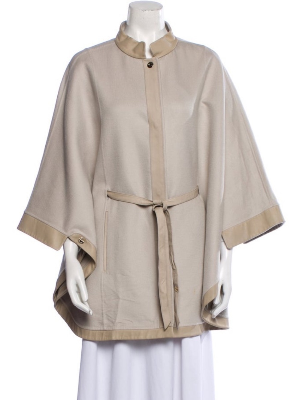 Loro Piana Grey Cashmere & Leather Salzburg Cape